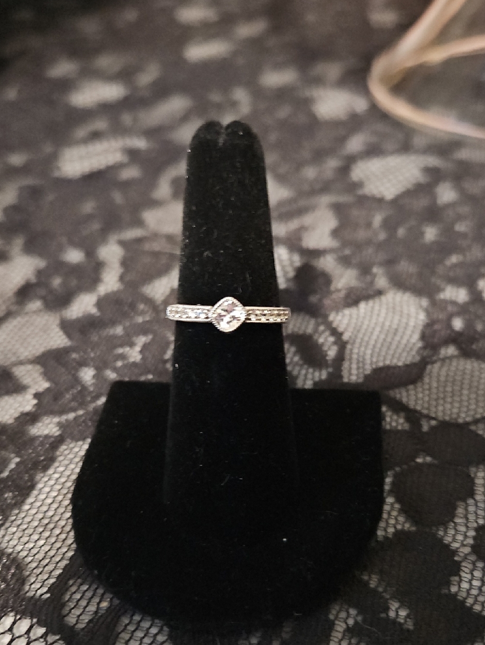 Sterling Silver & White Saphhire Halo Ring